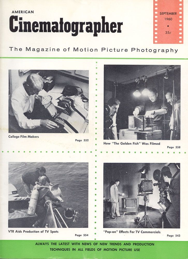 AMERICAN CINEMATOGRAPHER magazine side cover Issue 495 September 1960