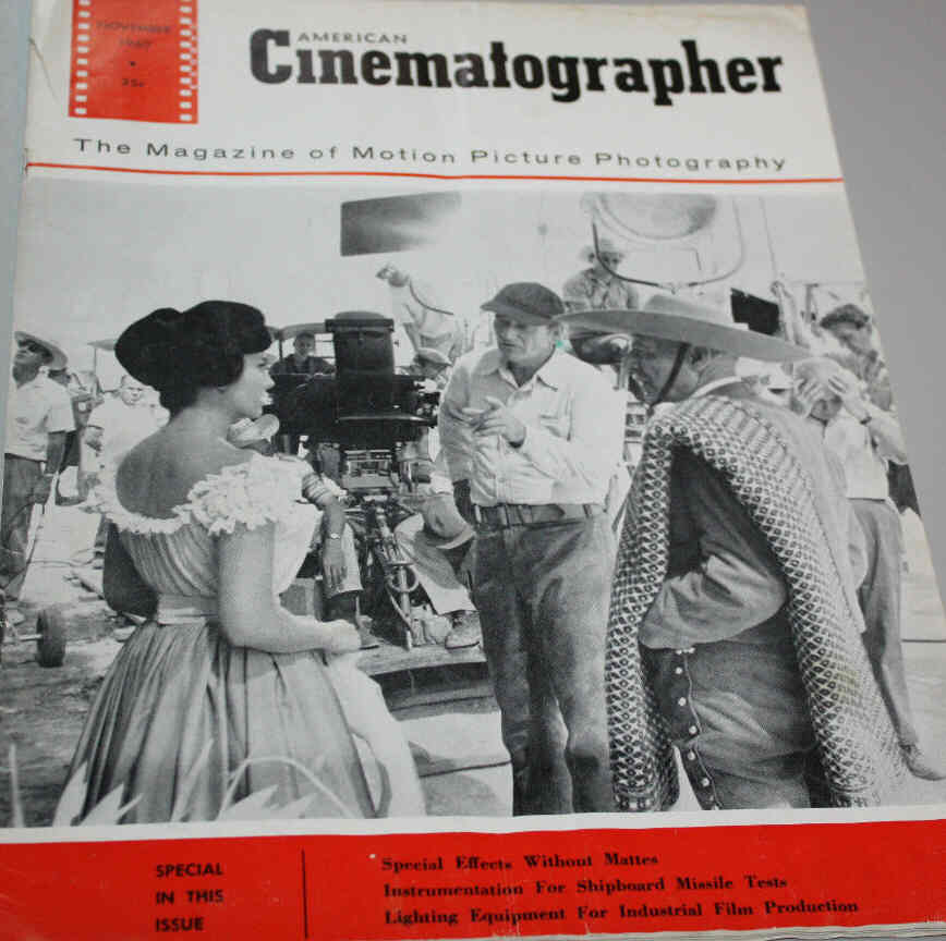 AMERICAN CINEMATOGRAPHER magazine side cover Issue 497 November 1960