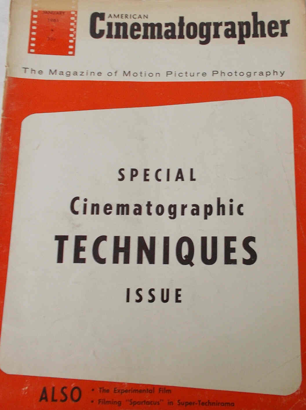 AMERICAN CINEMATOGRAPHER magazine side cover Issue 499 January 1961