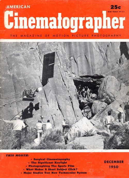 AMERICAN CINEMATOGRAPHER magazine side cover Issue 378 December 1950