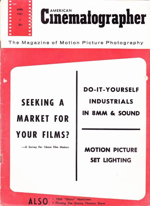 AMERICAN CINEMATOGRAPHER magazine side cover Issue 502 April 1961