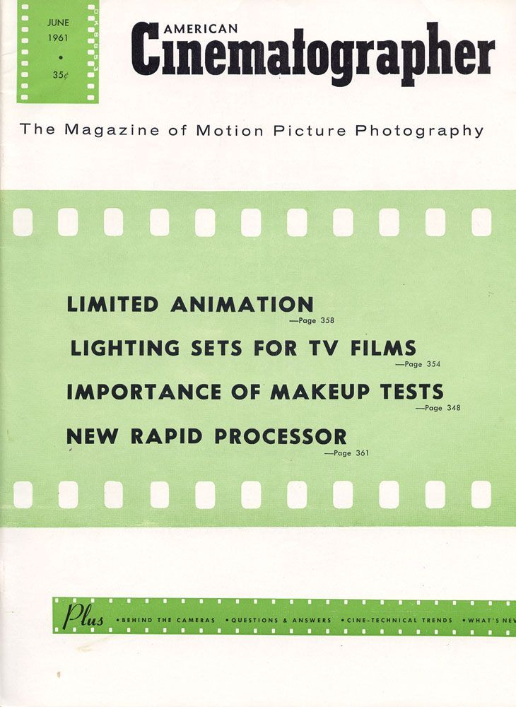 AMERICAN CINEMATOGRAPHER magazine side cover Issue 504 June 1961