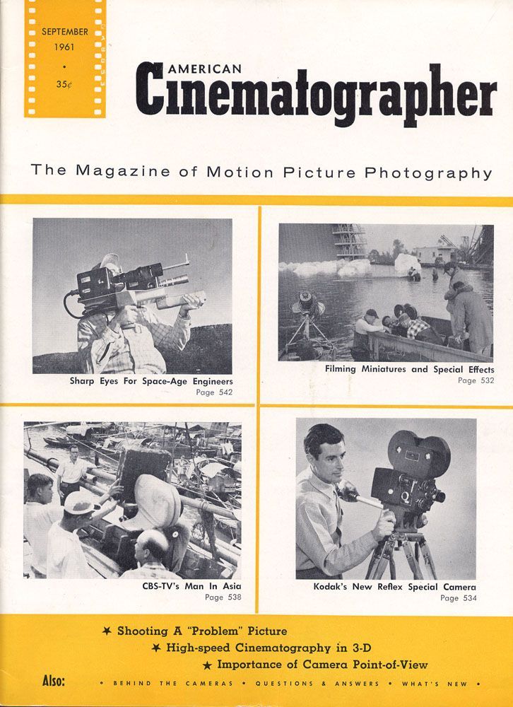 AMERICAN CINEMATOGRAPHER magazine side cover Issue 507 September 1961