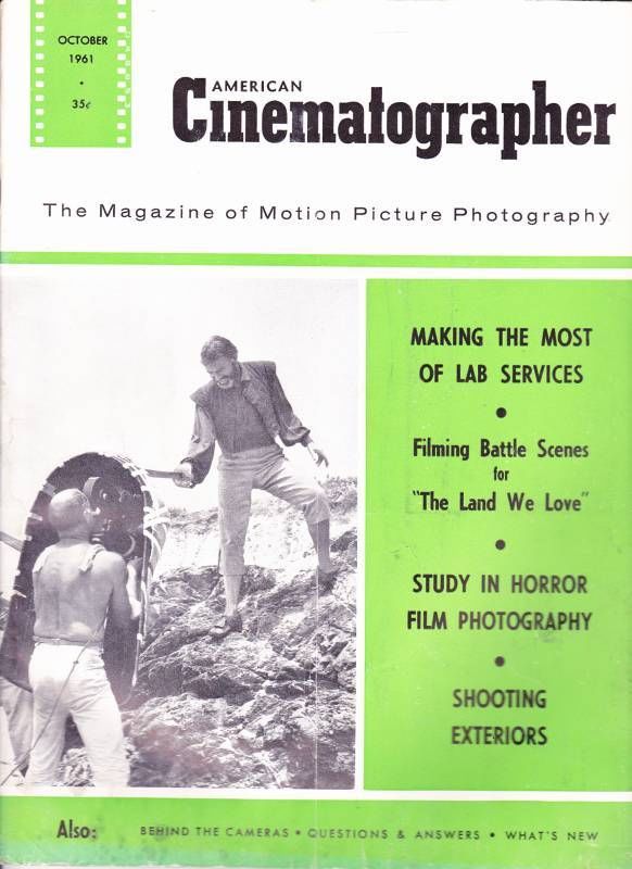 AMERICAN CINEMATOGRAPHER magazine side cover Issue 508 October 1961