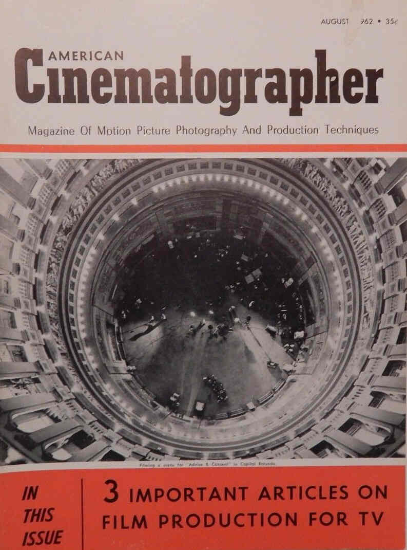 AMERICAN CINEMATOGRAPHER magazine side cover Issue 518 August 1962