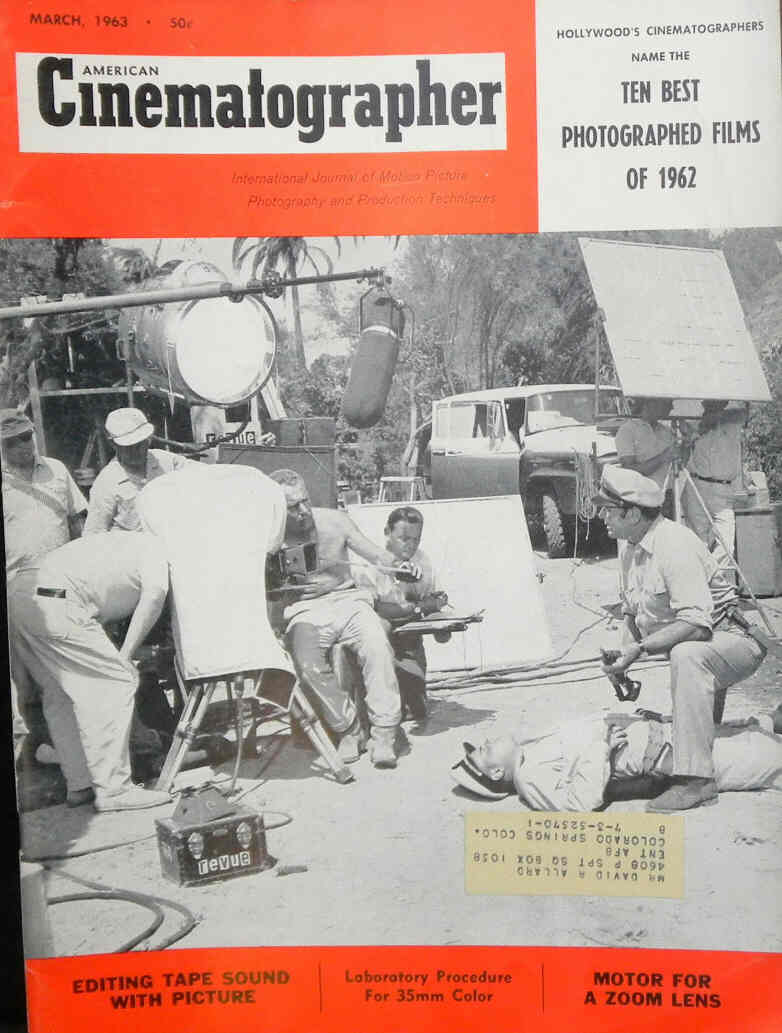AMERICAN CINEMATOGRAPHER magazine side cover Issue 525 March 1963