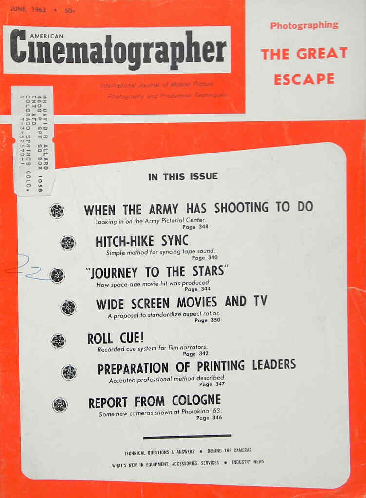 AMERICAN CINEMATOGRAPHER magazine side cover Issue 528 June 1963