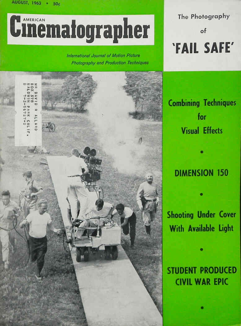 AMERICAN CINEMATOGRAPHER magazine side cover Issue 530 August 1963