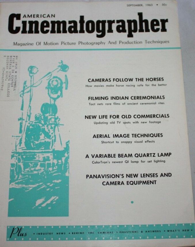 AMERICAN CINEMATOGRAPHER magazine side cover Issue 531 September 1963