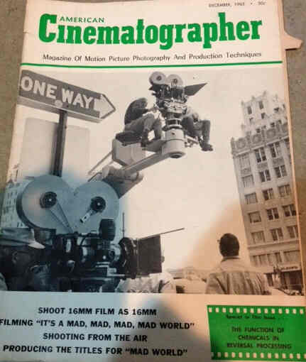 AMERICAN CINEMATOGRAPHER magazine side cover Issue 534 December 1963