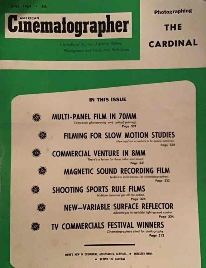 AMERICAN CINEMATOGRAPHER magazine side cover Issue 540 June 1964