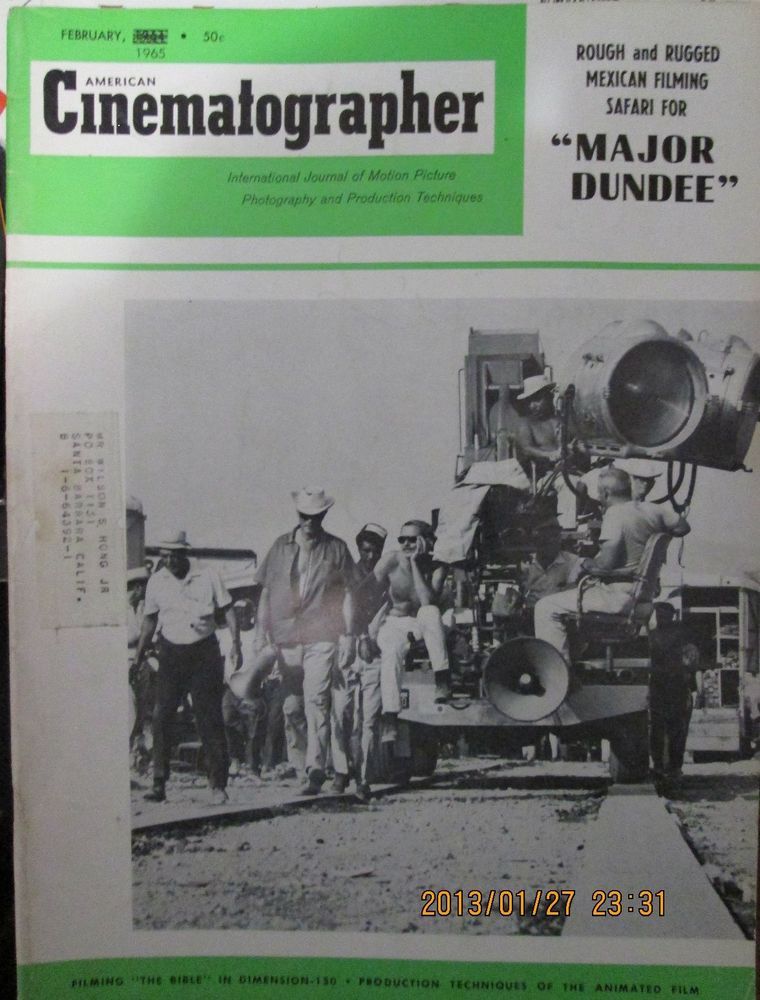 AMERICAN CINEMATOGRAPHER magazine side cover Issue 548 February 1965