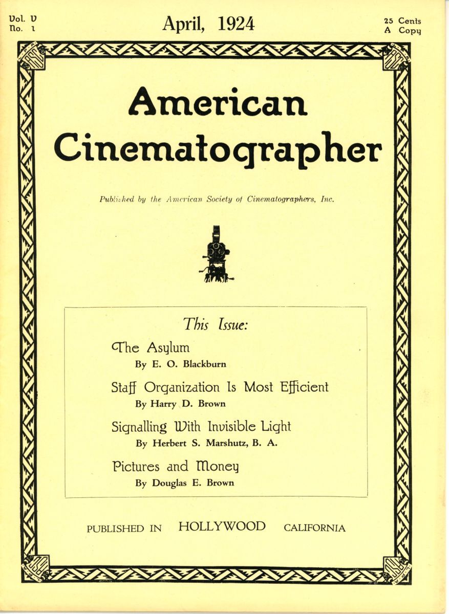 AMERICAN CINEMATOGRAPHER magazine side cover Issue 58 April 1924