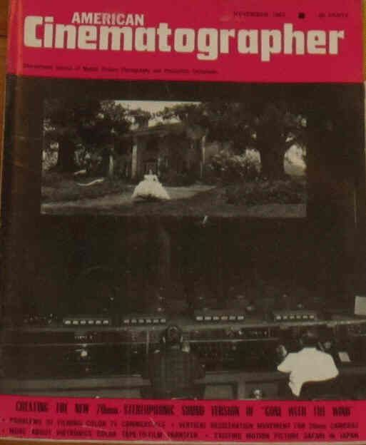 AMERICAN CINEMATOGRAPHER magazine side cover Issue 581 November 1967