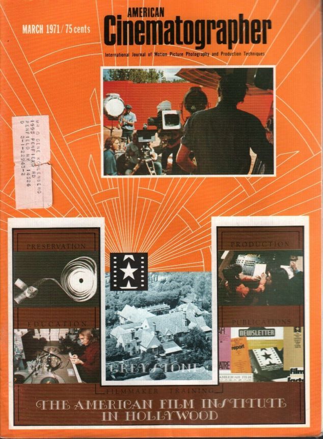 AMERICAN CINEMATOGRAPHER magazine side cover Issue 621 March 1971