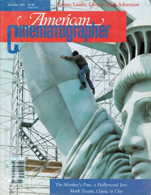 AMERICAN CINEMATOGRAPHER magazine side cover Issue 796 November 1985