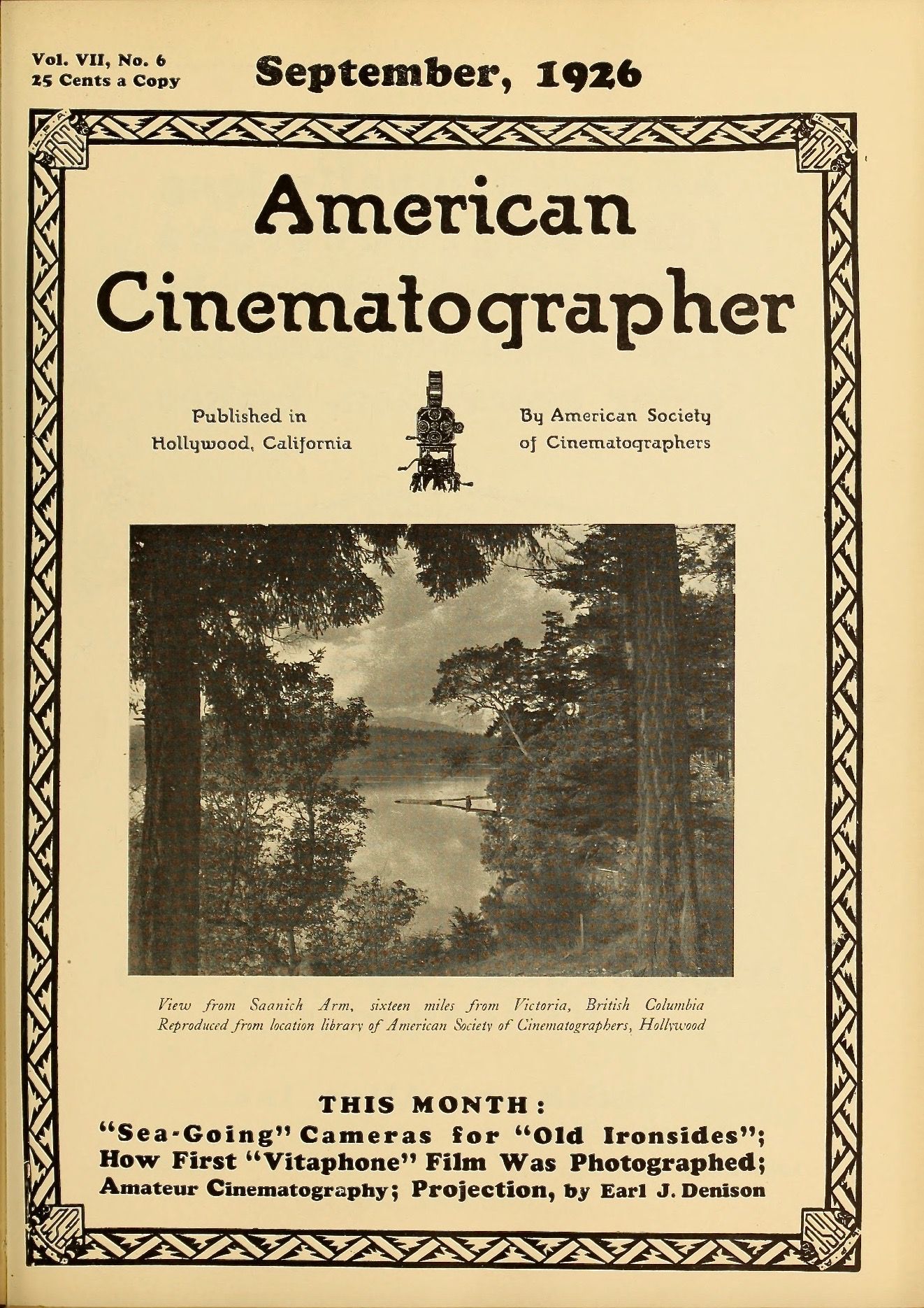 AMERICAN CINEMATOGRAPHER magazine side cover Issue 87 September 1926