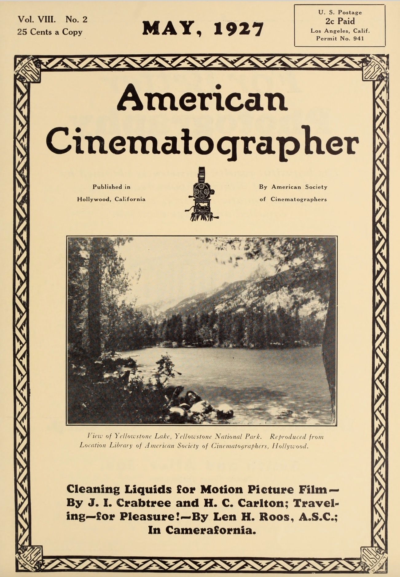 AMERICAN CINEMATOGRAPHER magazine side cover Issue 95 May 1927