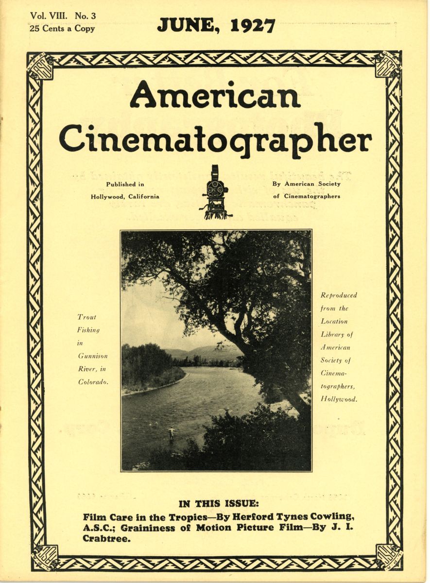 AMERICAN CINEMATOGRAPHER magazine side cover Issue 96 June 1927
