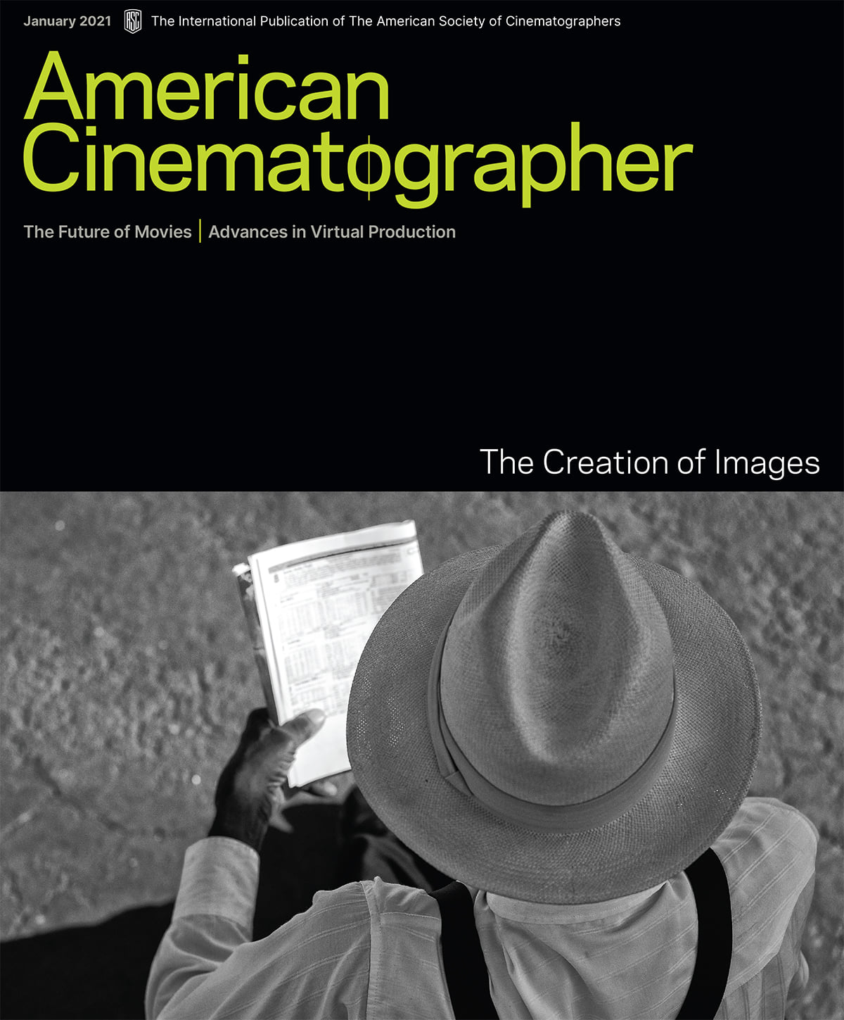 AMERICAN CINEMATOGRAPHER magazine side cover  January 2021