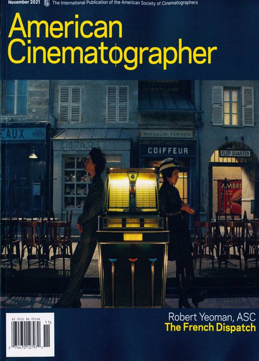 AMERICAN CINEMATOGRAPHER magazine side cover  November 2021