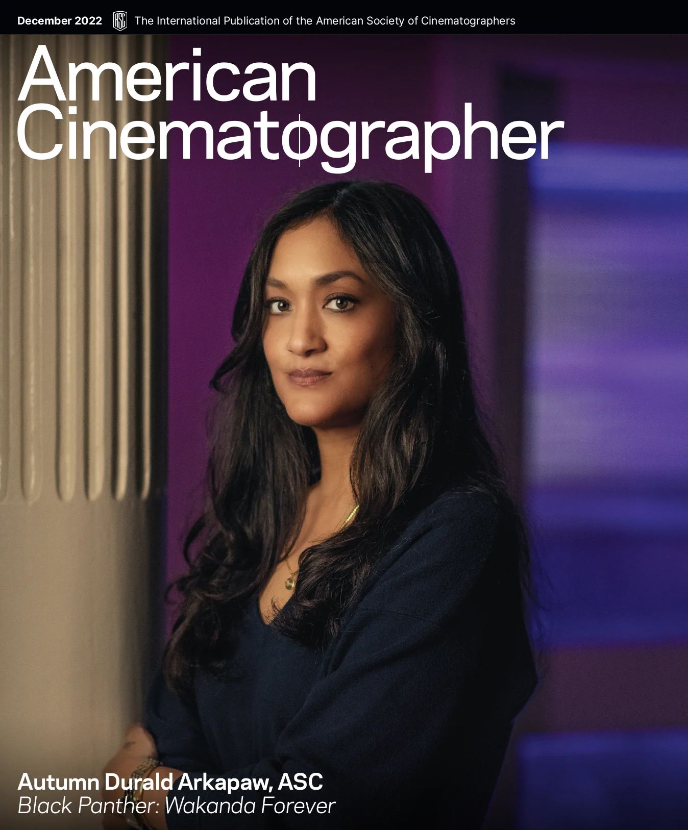 AMERICAN CINEMATOGRAPHER magazine side cover  December 2022