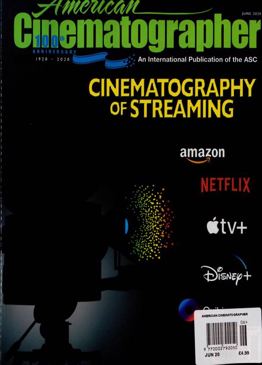 AMERICAN CINEMATOGRAPHER magazine side cover  June 2020