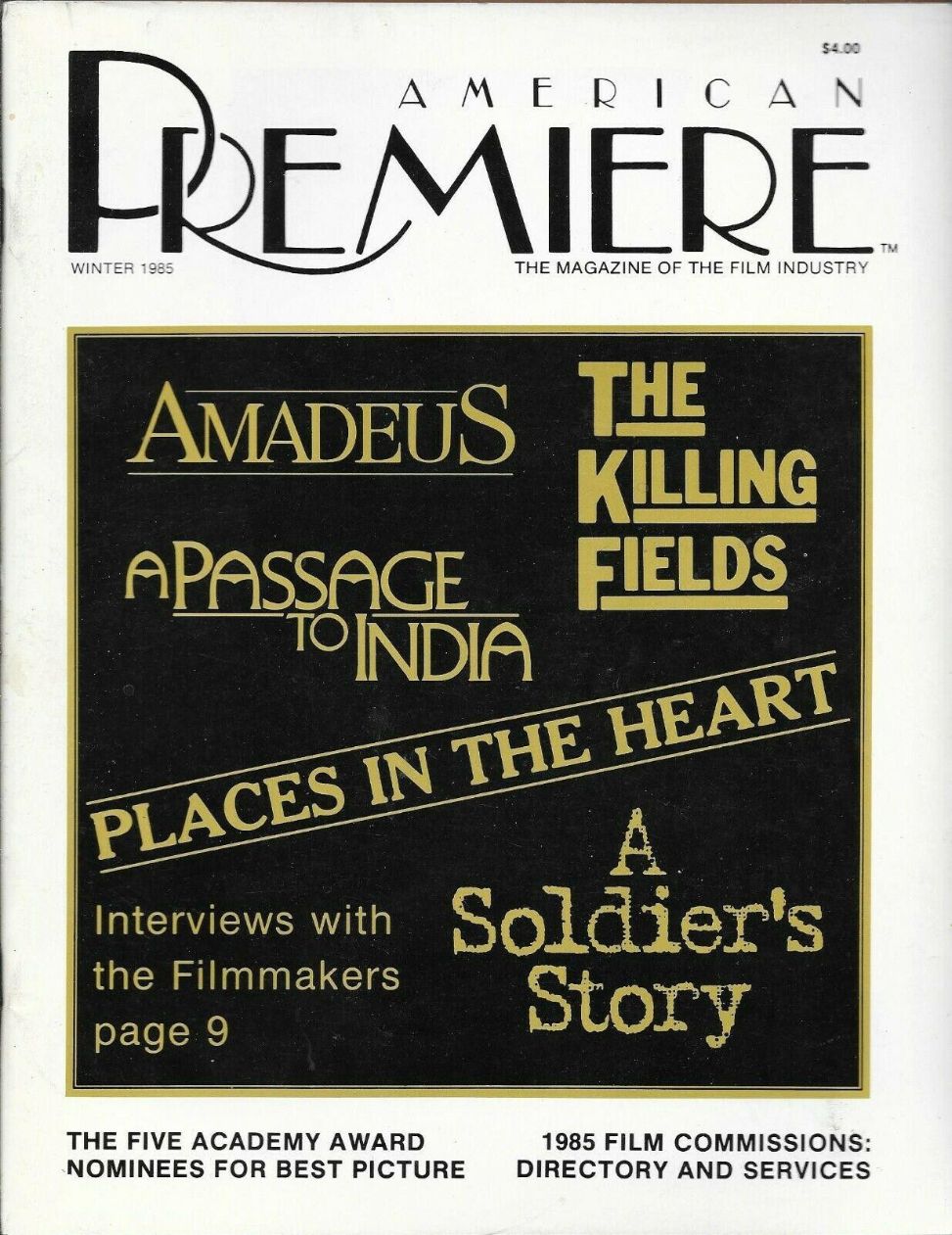 AMERICAN PREMIERE magazine side cover Winter 1985