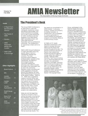 AMIA NEWSLETTER magazine side cover Issue 74 Fall 2006