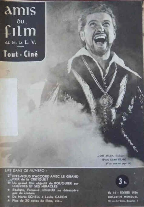 AMIS DU FILM magazine side cover Issue 14 February 1956