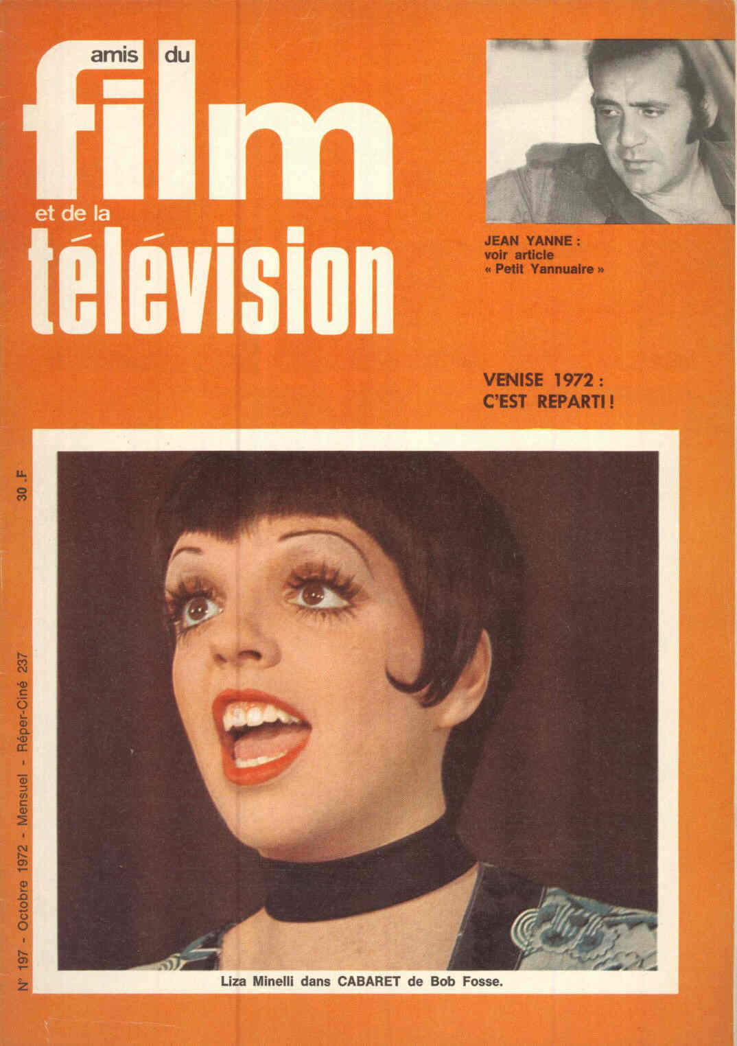 AMIS DU FILM magazine side cover Issue 197 October 1972