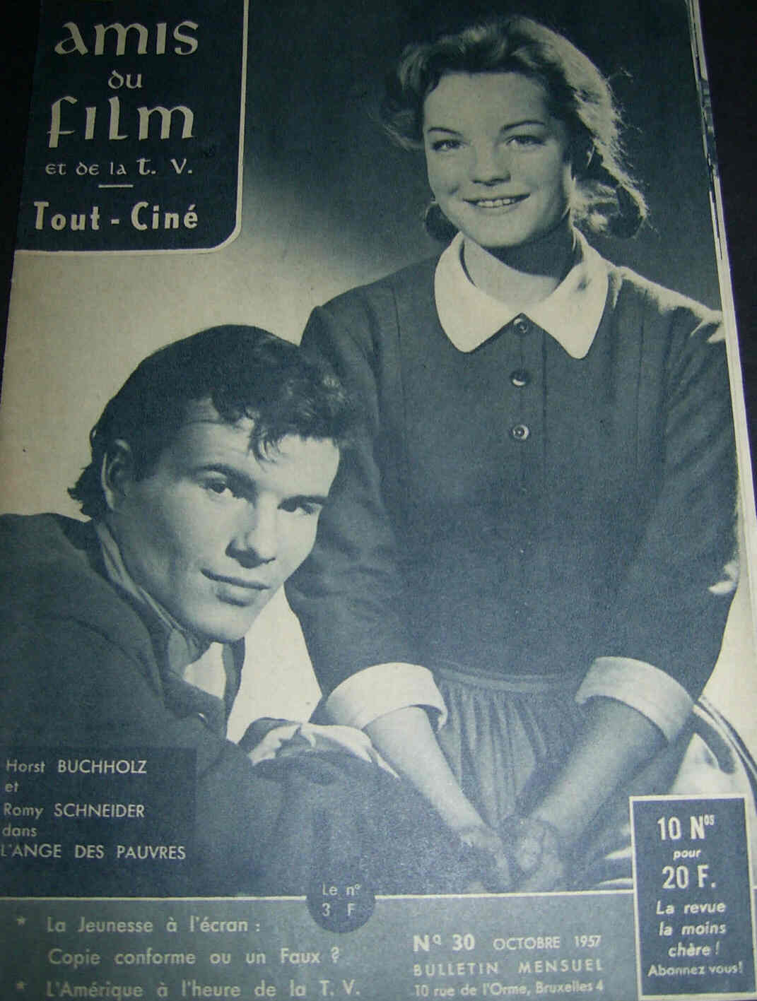 AMIS DU FILM magazine side cover Issue 30 October 1957