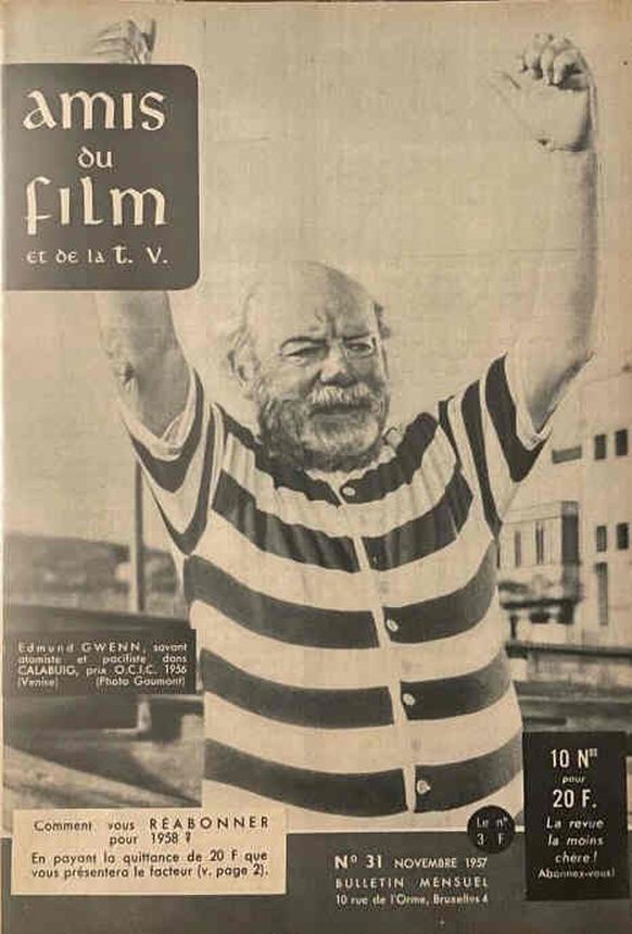 AMIS DU FILM magazine side cover Issue 31 November 1957