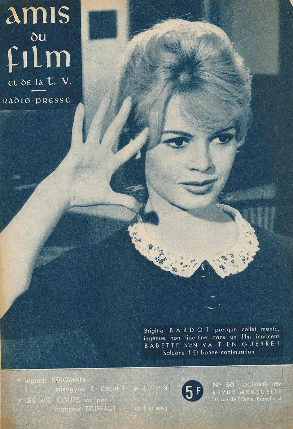 AMIS DU FILM magazine side cover Issue 50 October 1959