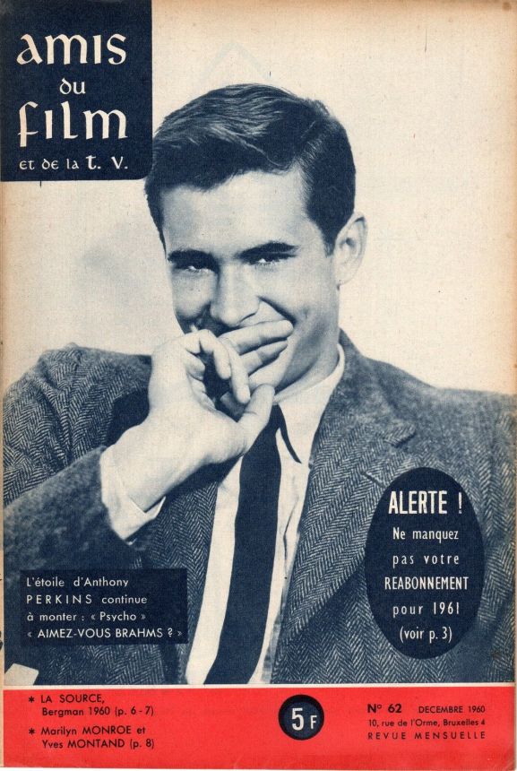 AMIS DU FILM magazine side cover Issue 62 December 1960