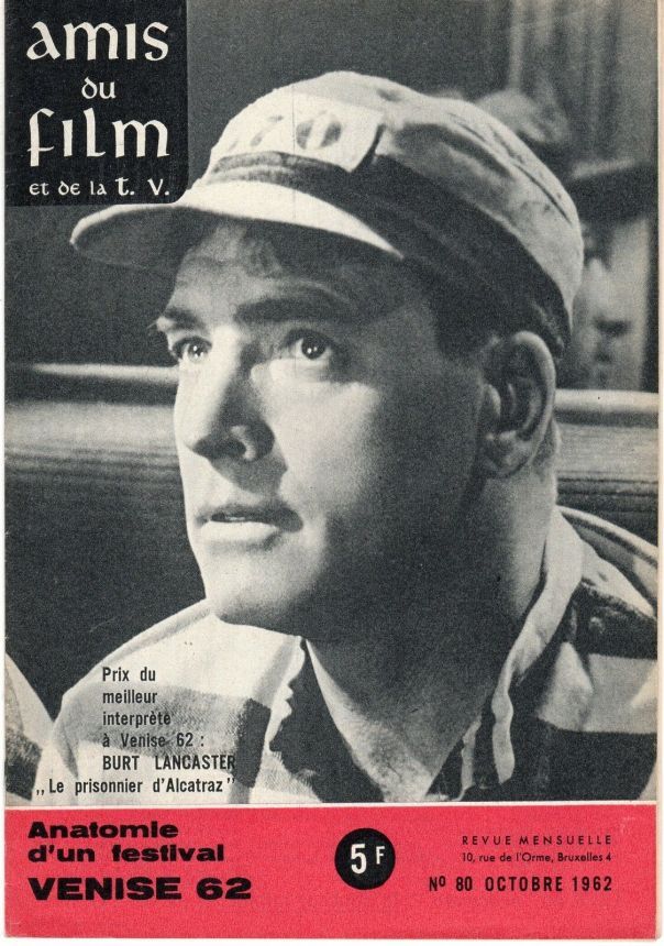 AMIS DU FILM magazine side cover Issue 80 October 1962