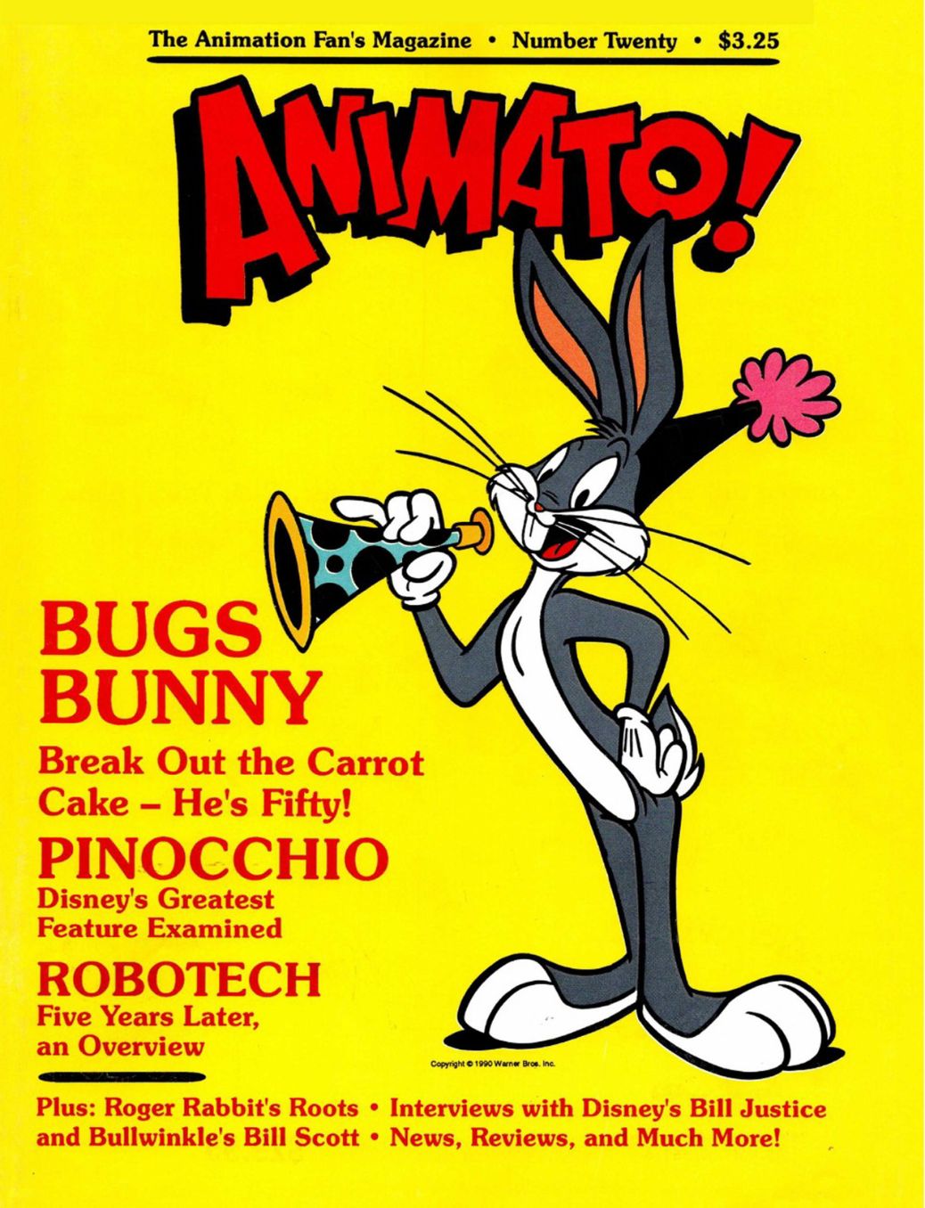 ANIMATO magazine side cover Issue 20 Summer - June/July/August 1990