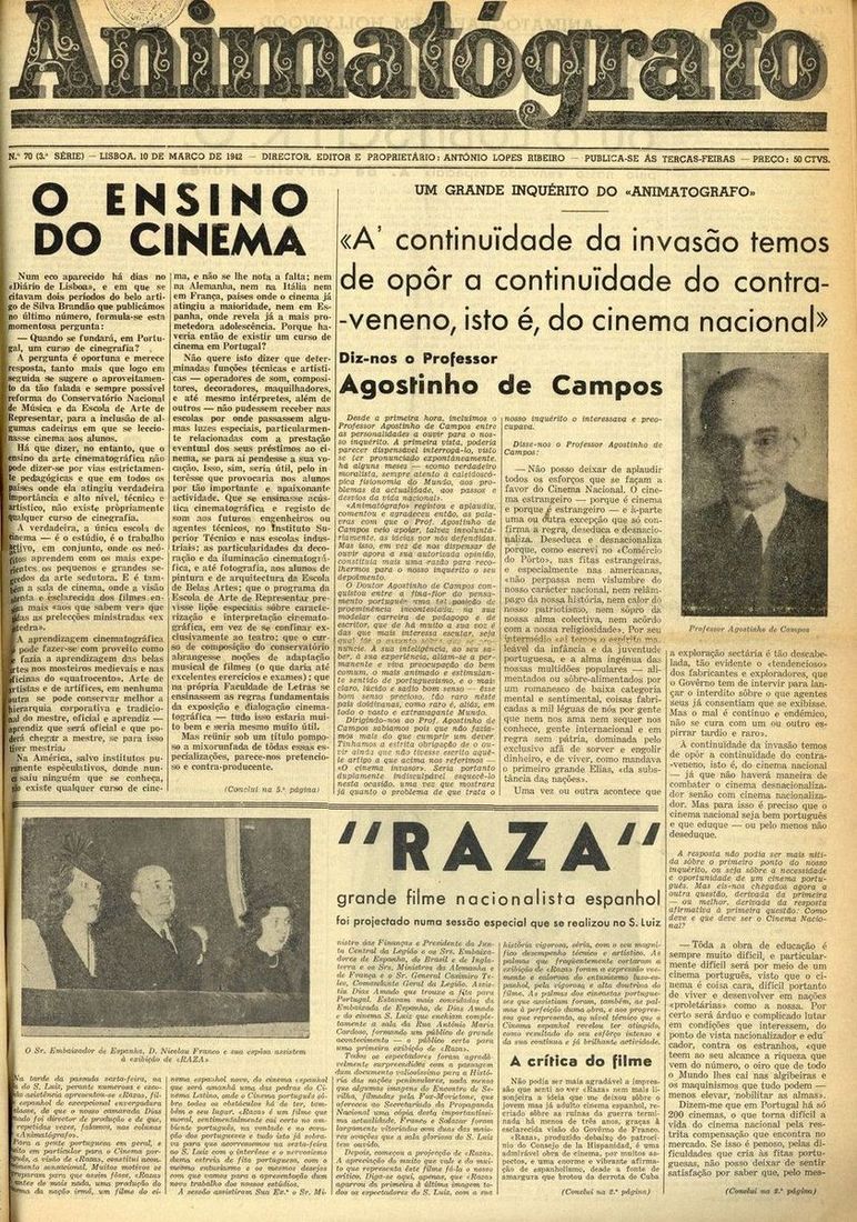 ANIMATOGRAFO magazine side cover Issue 70 10 March 1942