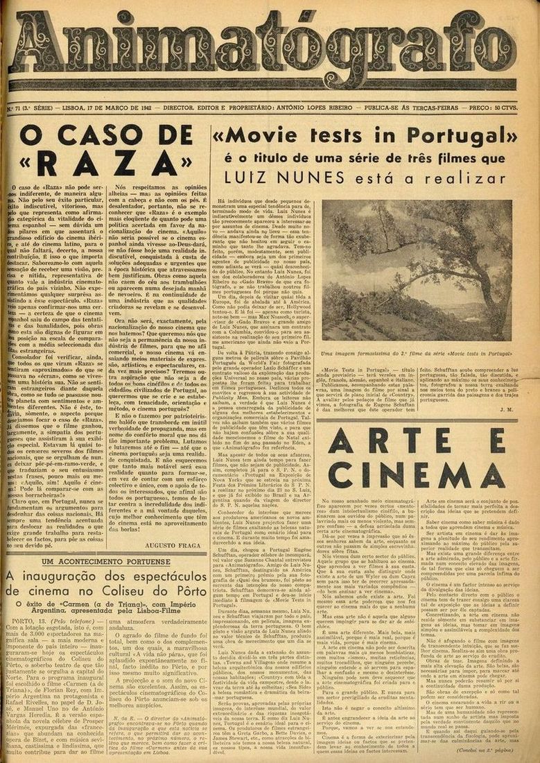ANIMATOGRAFO magazine side cover Issue 71 17 March 1942