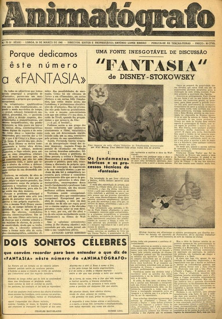 ANIMATOGRAFO magazine side cover Issue 72 24 March 1942