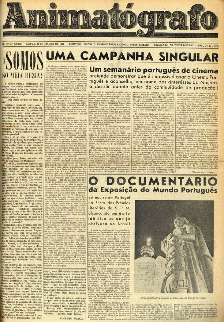 ANIMATOGRAFO magazine side cover Issue 73 31 March 1942