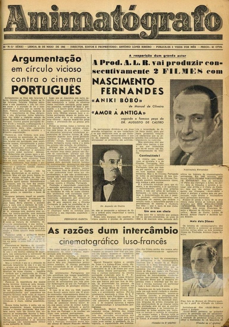 ANIMATOGRAFO magazine side cover Issue 76 22 May 1942