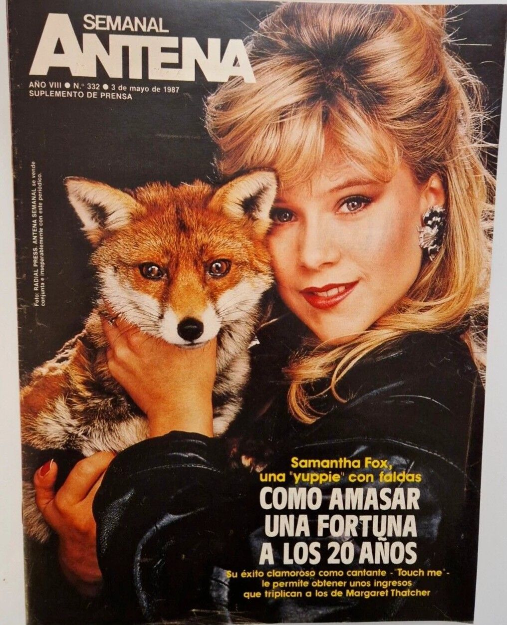 ANTENA SEMANAL magazine side cover Issue 332 3 May 1987