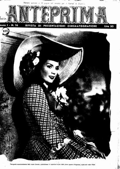 FILMS IN ANTEPRIMA magazine side cover Issue 16  1947