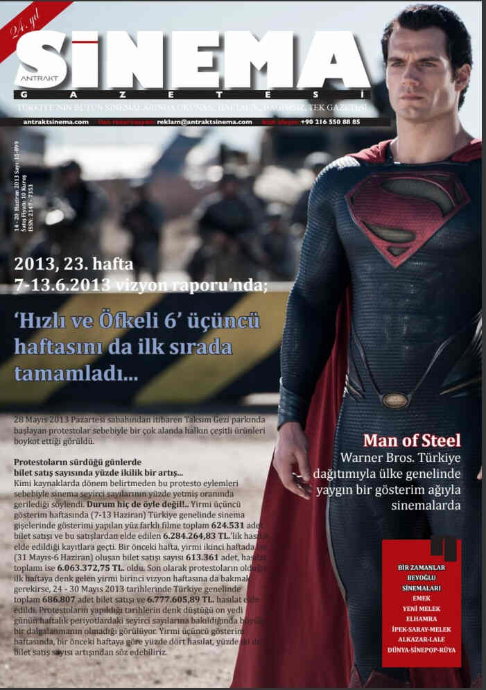 ANTRAKT SINEMA GAZETESI magazine side cover Issue 15 14-20 June 2013