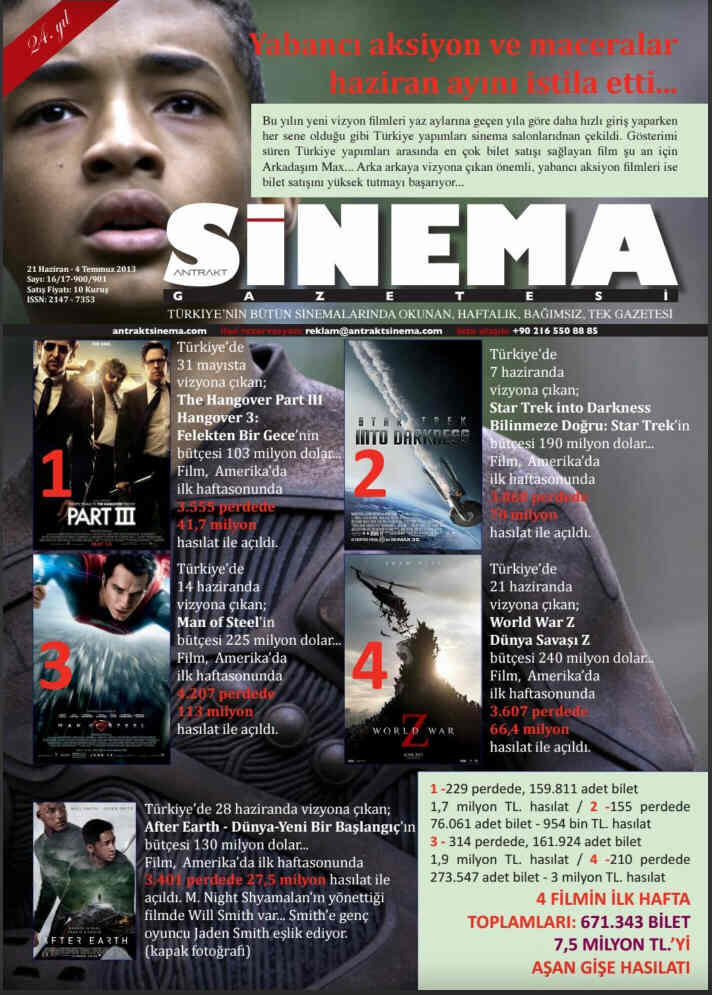 ANTRAKT SINEMA GAZETESI magazine side cover Issue 16-17 21 June - 4 July 2013