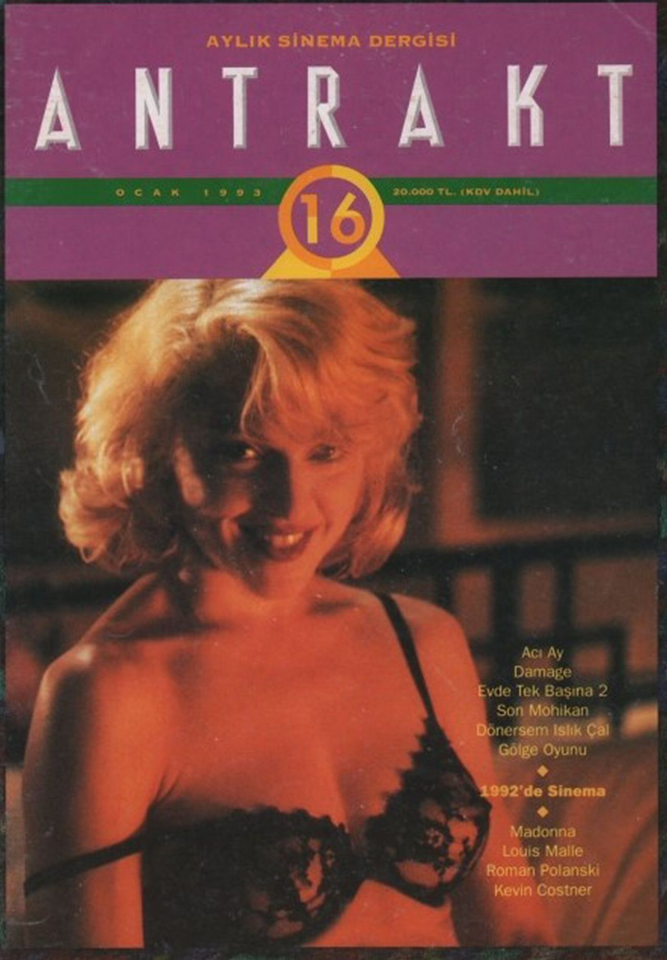 ANTRAKT (TURKEY) magazine side cover Issue 16  January 1993