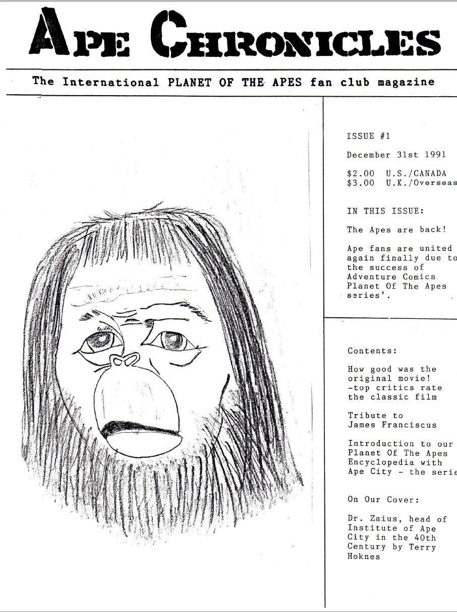 APE CHRONICLES magazine side cover Issue 1 31 December 1991