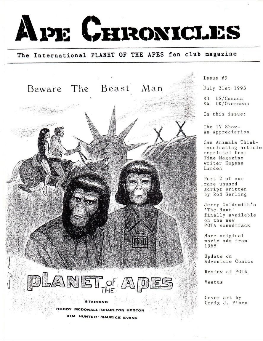 APE CHRONICLES magazine side cover Issue 9 31 July 1993