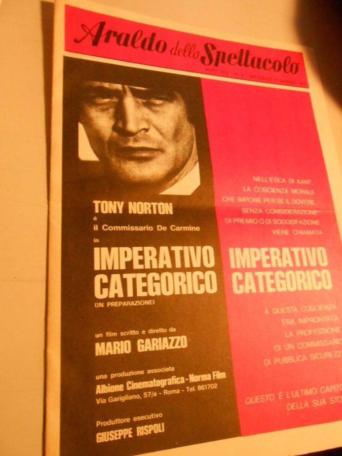 ARALDO DELLO SPETTACOLO magazine side cover Issue 4 31 January 1973